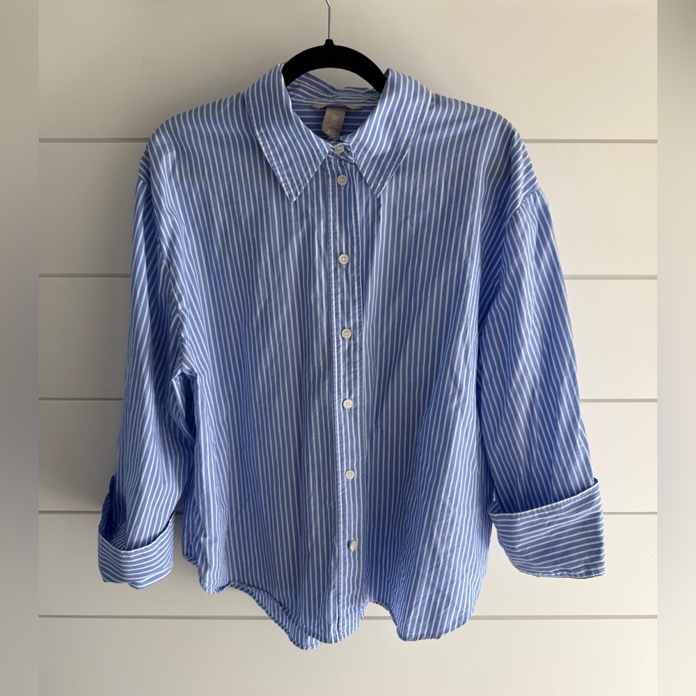 H&M Striped Button Up Shirt, Size Medium